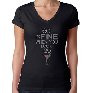 Womens T-Shirt Bling Black Fitted Tee 60 is Fine when you Look 29