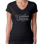 Womens T-Shirt Rhinestone Bling Black Fitted Tee Drama Queen