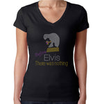 Womens T-Shirt Rhinestone Bling Black Fitted Tee Before Elvis There was Nothing