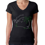 Womens T-Shirt Rhinestone Bling Black Fitted Tee Bahama Mama Mom Mother