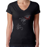 Womens T-Shirt Rhinestone Bling Black Fitted Tee Tribal Sparkle Butterfly