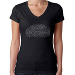 Womens T-Shirt Rhinestone Bling Black Fitted Tee Happy New Year Sparkle White