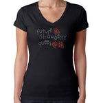Womens T-Shirt Rhinestone Bling Black Fitted Tee Big Attitude Bigger Bow