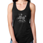 Womens T-Shirt Bling Black Fitted Tee Poodle Dog Crystal Silver
