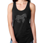 Womens T-Shirt Bling Black Fitted Tee Crystal Silver Zebra
