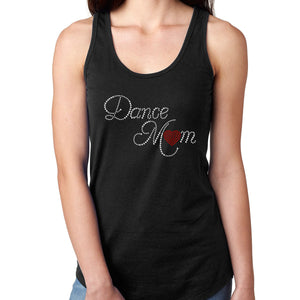 Womens T-Shirt Bling Black Fitted Tee Dance Mom Heart Love