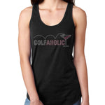 Womens T-Shirt Bling Black Fitted Tee Golfaholic Martini Glass