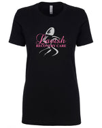 Custom Ladies Black NL3900 - Lavish Glitter (Old Rose Logo - Silver Women Shape) QR Code on Back Silver Glitter