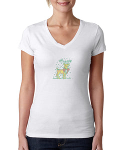 Womens T-Shirt Christmas Reindeer 1 Xmas White 1056